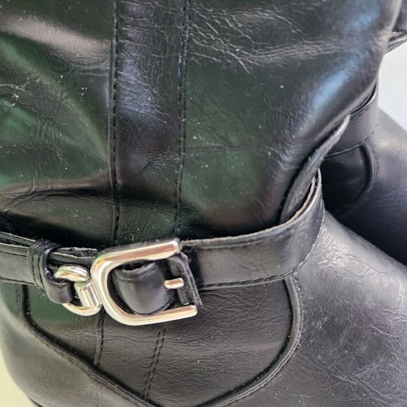 Unisa Untriplee-J Knee High Black Leather Riding Boots Size 7.5 - Picture 3 of 8